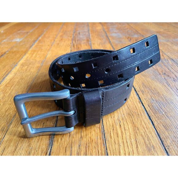 LEVI'S Black Leather Laser-Cut Belt Womens sz S - Picture 4 of 11